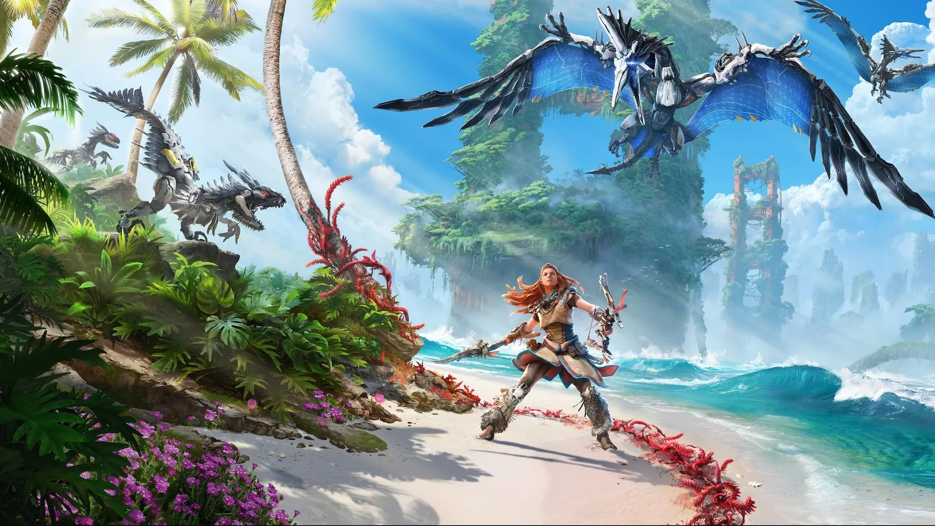 Aloy trong thế giới game Horizon Forbidden West, một tựa game đa nền tảng phát hành trên cả PS4 và PS5.