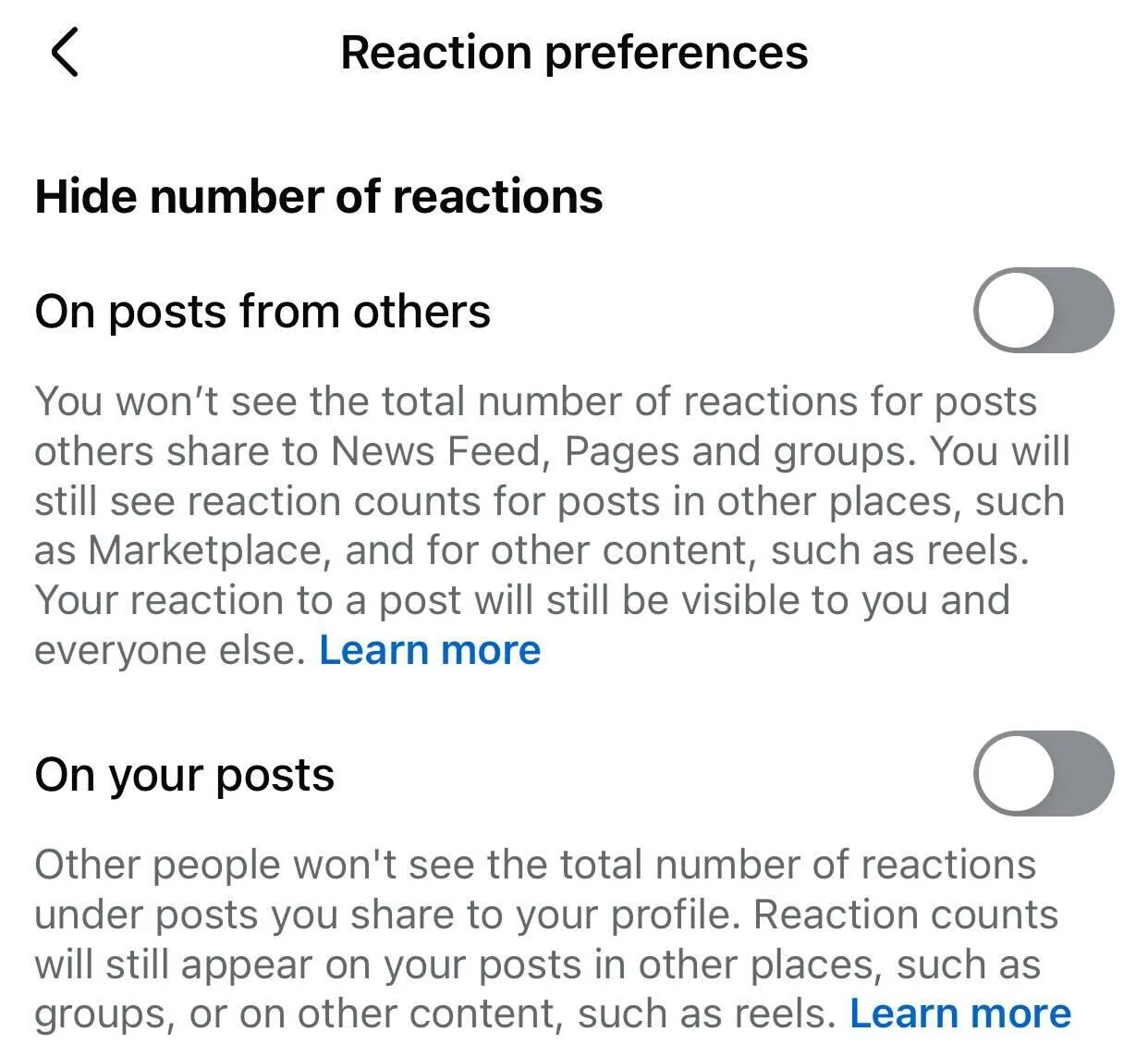 Ẩn số lượt tương tác (like, react) trên bài viết của bạn và người khác trong Facebook