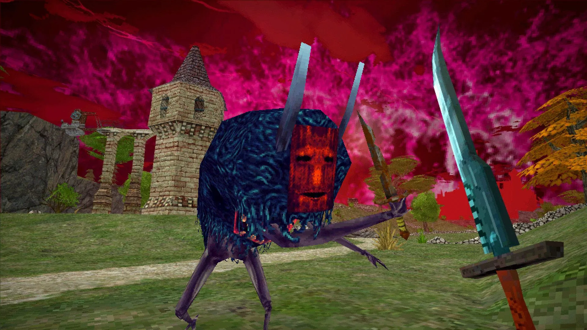 Ảnh chụp gameplay chính thức của Dread Delusion, tựa RPG góc nhìn thứ nhất với đồ họa retro.