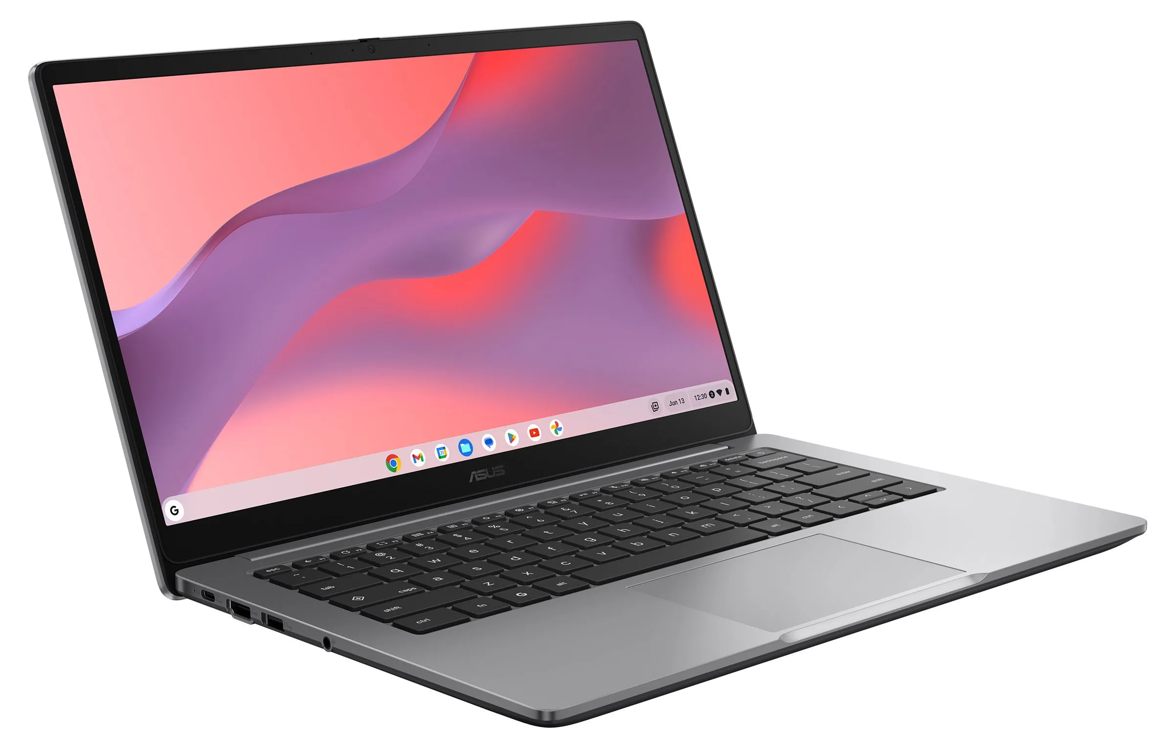 ASUS Chromebook CX14 màu xám Misty Grey nhìn từ góc nghiêng