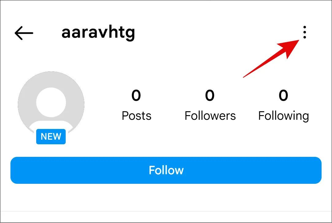 Biểu tượng ba chấm tùy chọn trên trang cá nhân Instagram