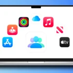 Biểu tượng Chia sẻ gia đình Apple (Family Sharing) trên MacBook Pro, minh họa các dịch vụ được chia sẻ qua Apple One.