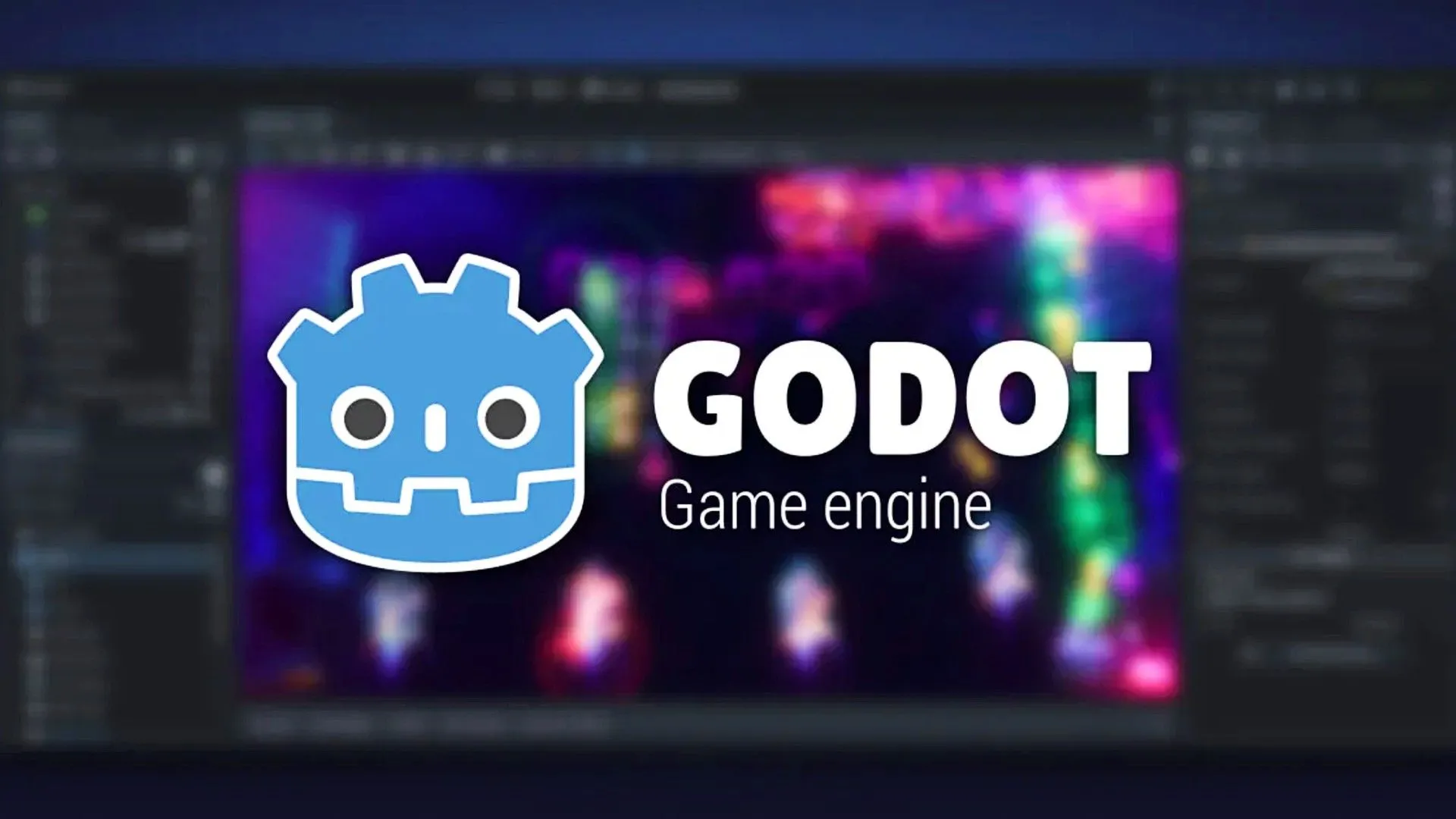 Biểu tượng Godot Engine nổi bật trên nền dự án game đang được phát triển, thể hiện tiềm năng làm game Android miễn phí