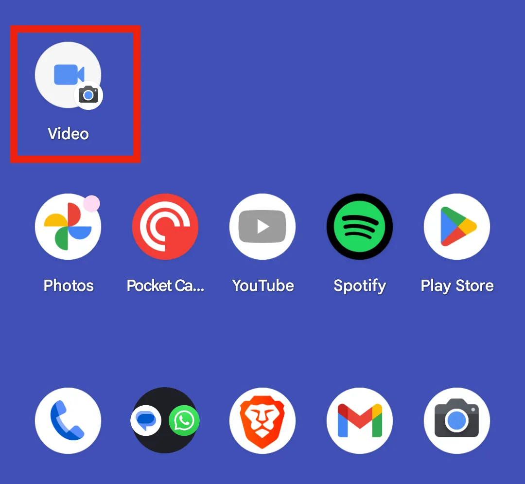 Biểu tượng lối tắt video camera Pixel trên màn hình chính