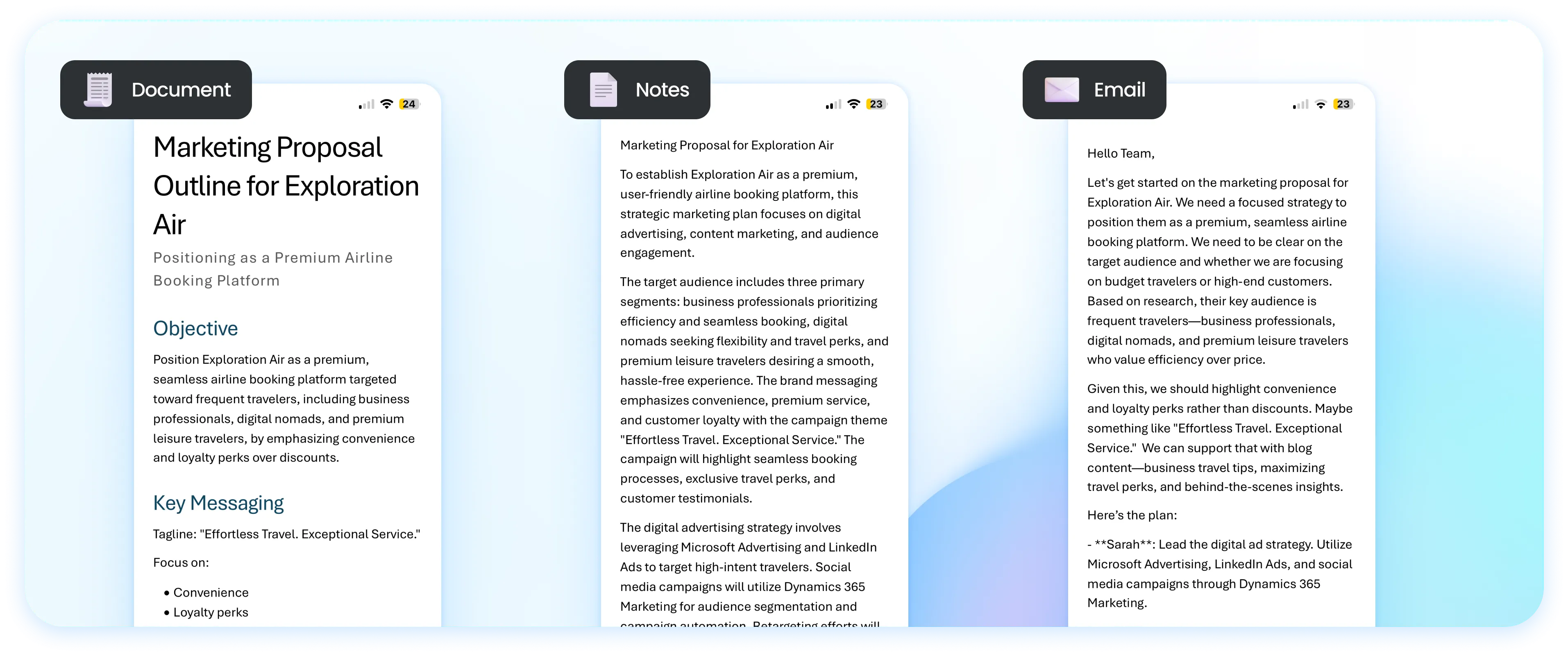 Các định dạng tài liệu Copilot AI trong Microsoft Word trên iOS