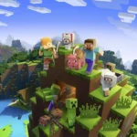 Các nhân vật và sinh vật từ Minecraft trên đỉnh núi, gợi ý bộ bài Magic The Gathering.