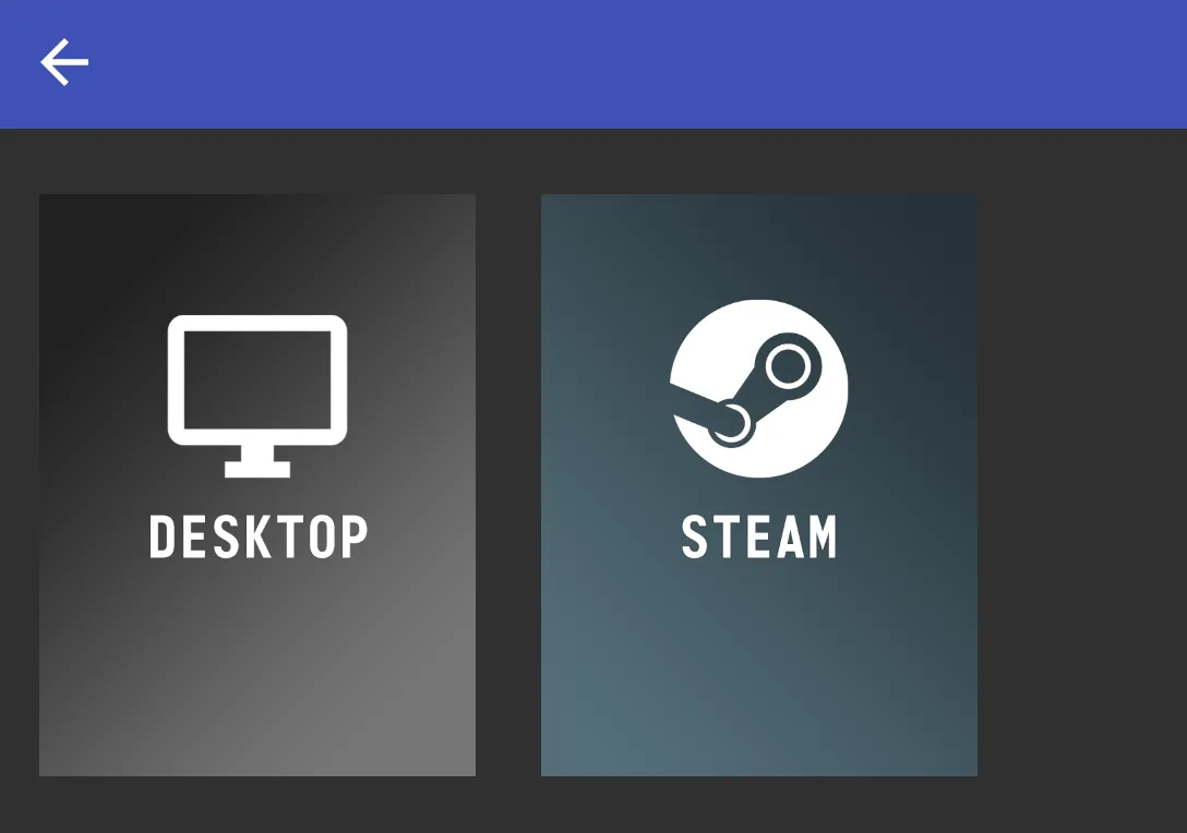 Các tùy chọn truy cập Desktop hoặc Steam trên Moonlight sau khi kết nối