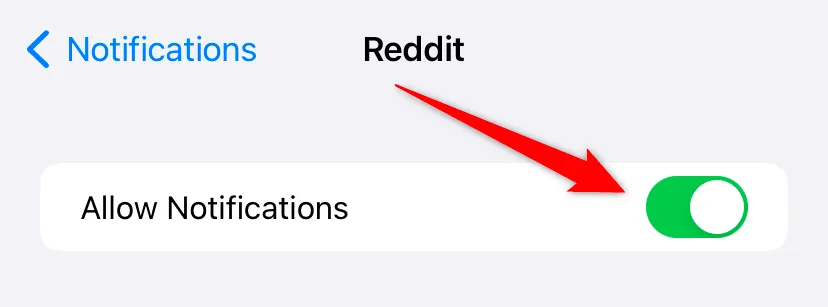 Cài đặt thông báo Reddit trên iPhone, tắt Cho phép Thông báo
