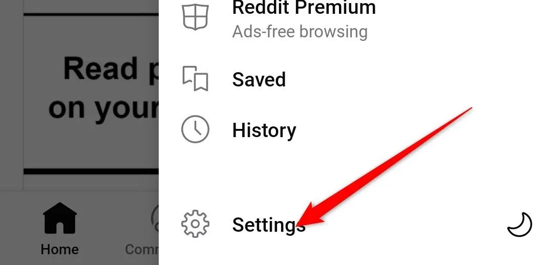 Cài đặt trong ứng dụng Reddit