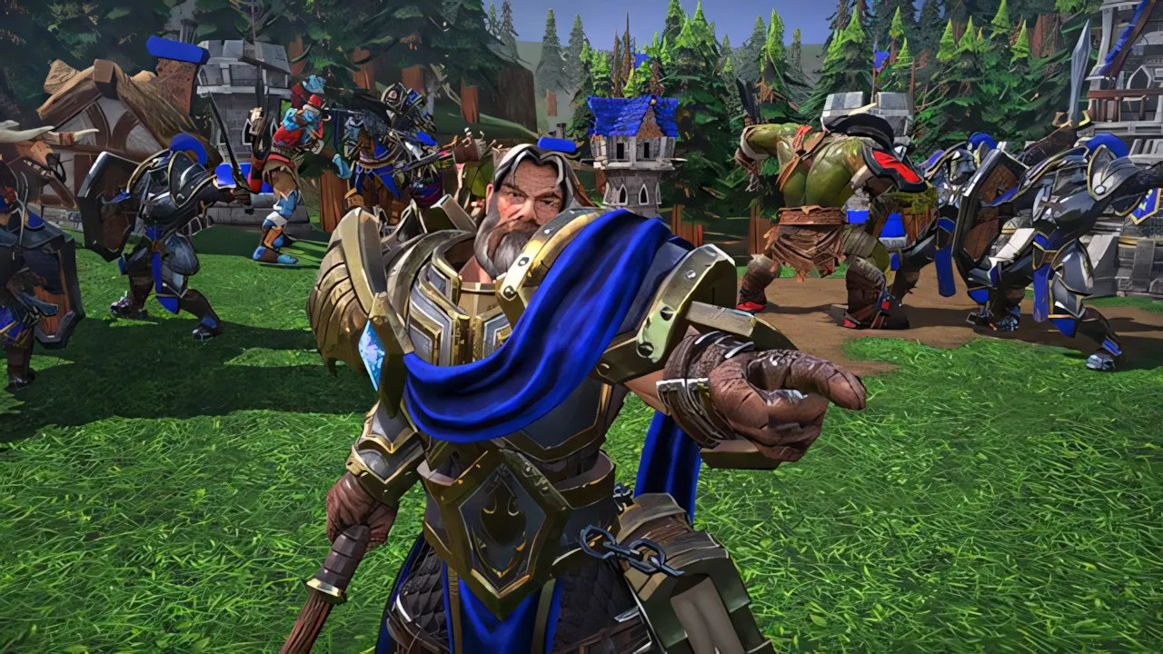 Cảnh chiến đấu trong Warcraft III: Reforged với các đơn vị quân đặc trưng