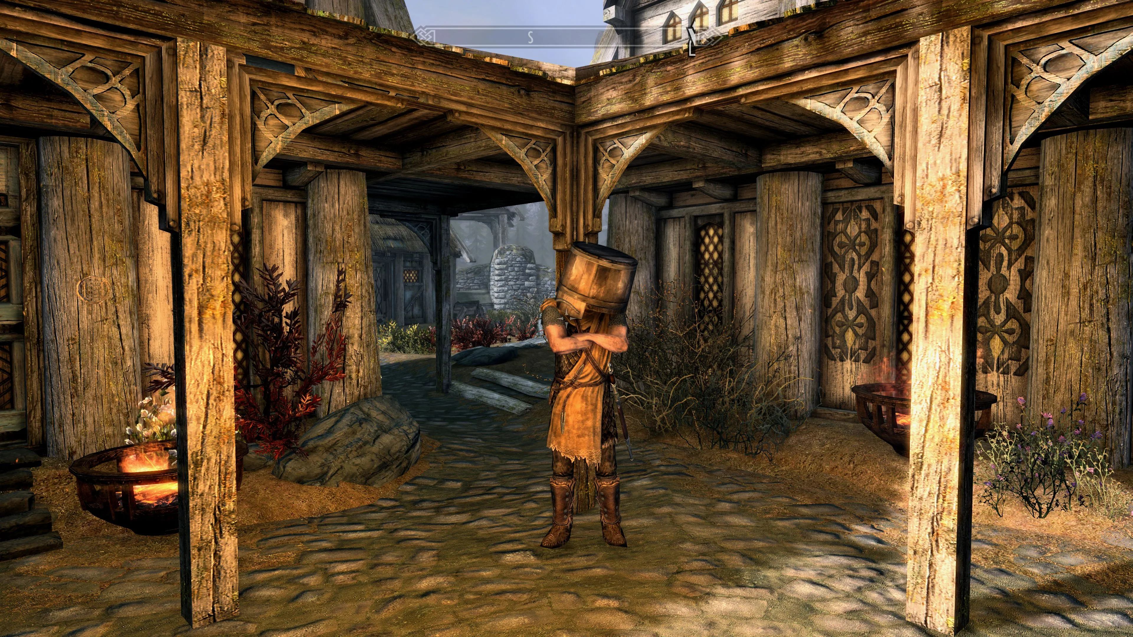 Cảnh chơi game The Elder Scrolls V: Skyrim với giao diện bật phụ đề, giúp người chơi nhanh chóng theo dõi lời thoại.