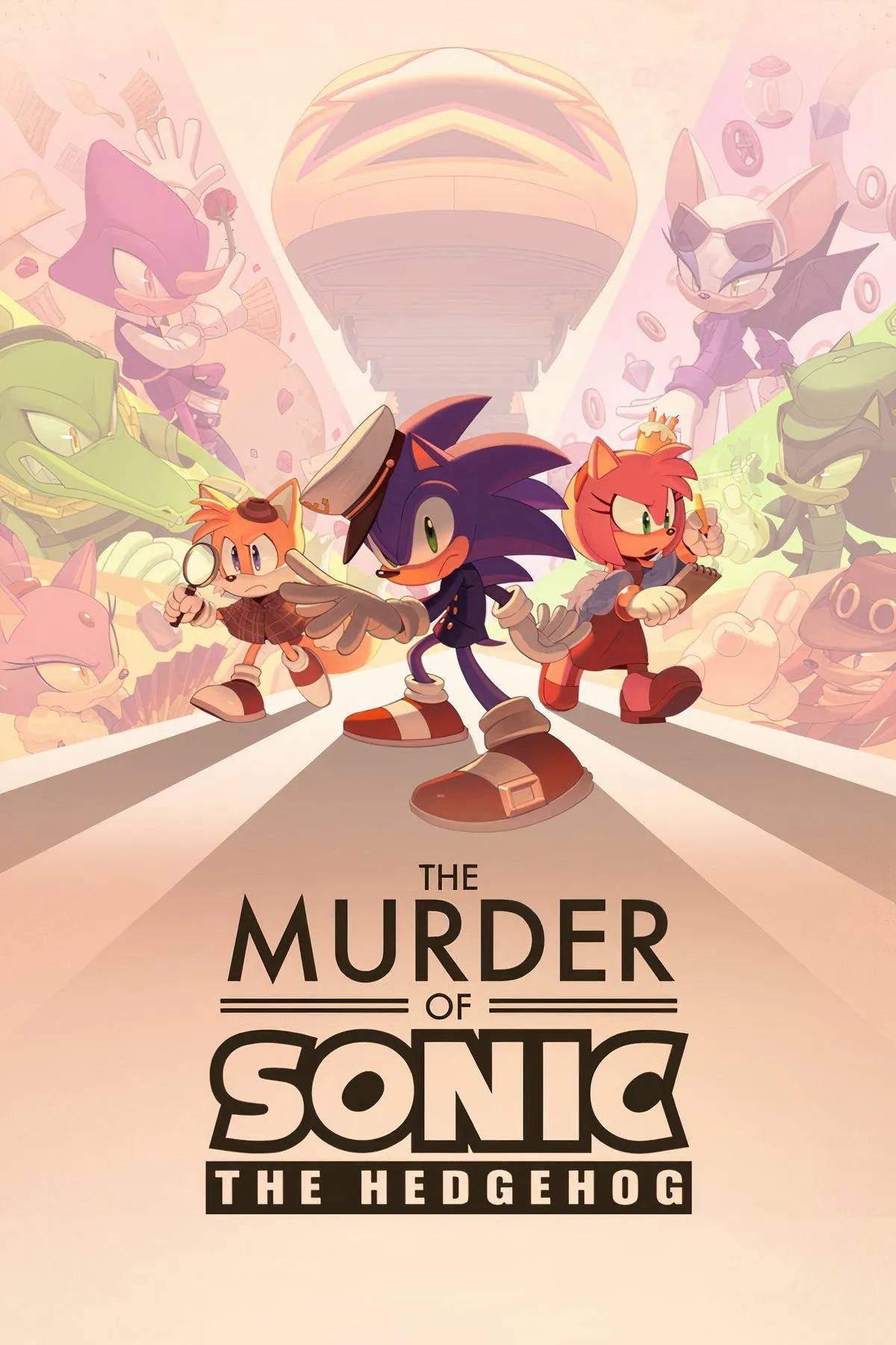 Cảnh từ game visual novel The Murder of Sonic the Hedgehog với các nhân vật Sonic và Tails.