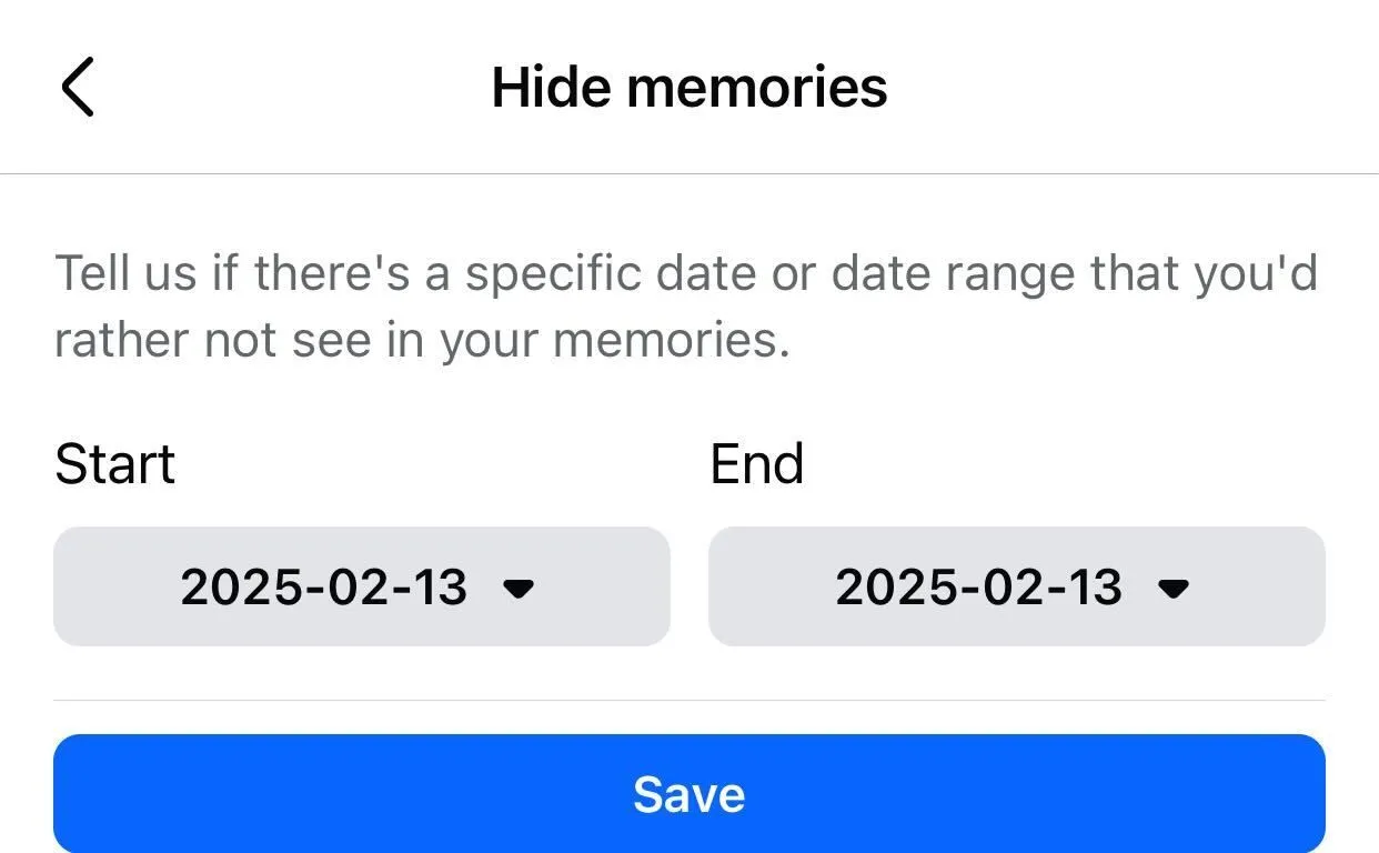 Chặn kỷ niệm Facebook theo ngày cụ thể hoặc người không mong muốn