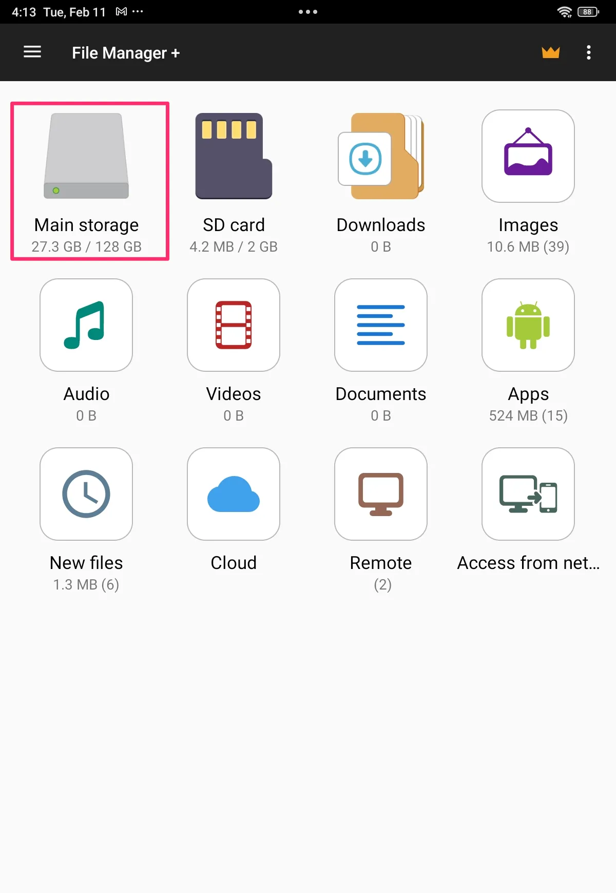 Chọn nguồn tệp bạn muốn sao chép từ thiết bị Android