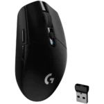 Chuột gaming không dây Logitech G305 Lightspeed màu đen với thiết kế tối giản.