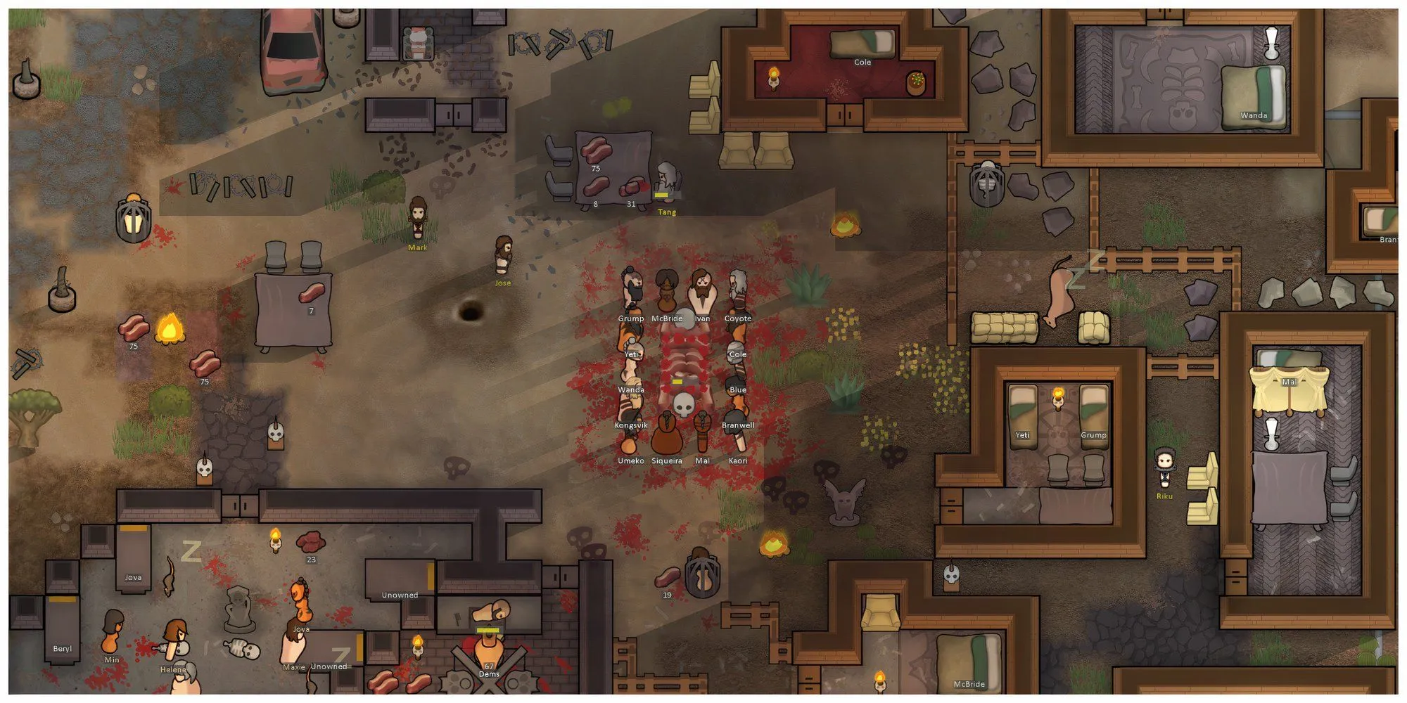 Cộng đồng người sống sót trong RimWorld với các yếu tố gameplay được thêm vào qua mod