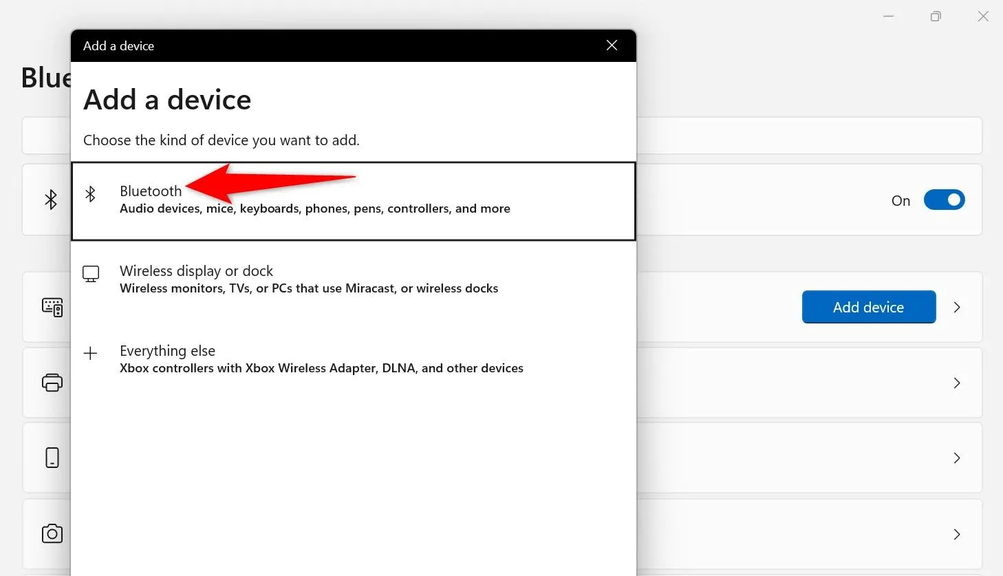 Danh sách các thiết bị Bluetooth khả dụng được tìm thấy trong cài đặt Windows 11