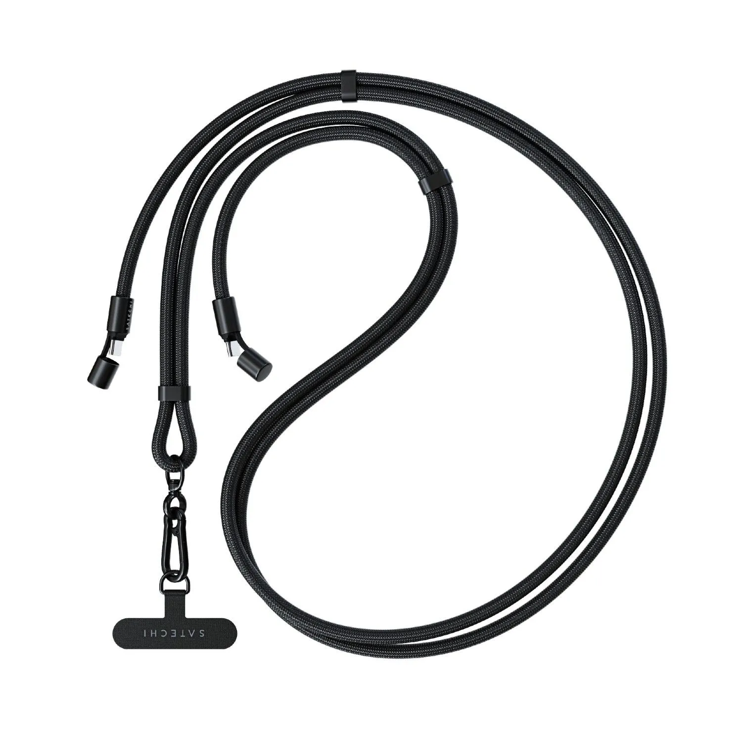 Dây đeo Satechi OntheGo USB-C màu đen trên nền trắng