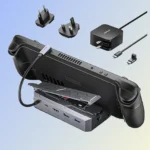 Đế sạc JSAUX M.2 Docking Station dành cho Steam Deck, hiển thị các cổng kết nối và khe cắm SSD M.2.