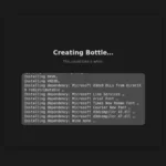 Giao diện Bottles đang tạo môi trường "bottle" cho game trên Linux