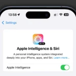 Giao diện Cài đặt Apple Intelligence đã bật trên iOS 18.3