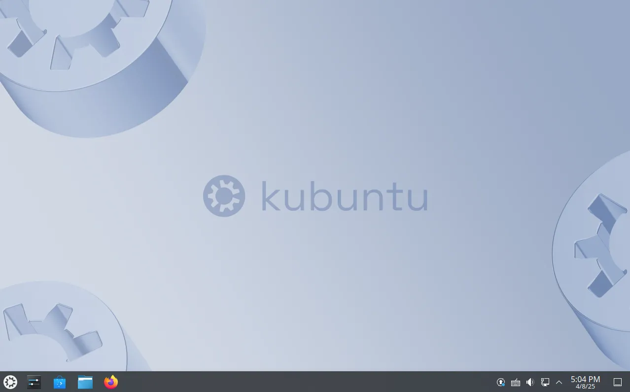 Giao diện desktop mặc định của Kubuntu với môi trường KDE Plasma.