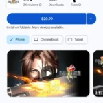 Giao diện game Final Fantasy VIII trên Google Play Store, cho thấy khả năng chơi game cổ điển trên Android.