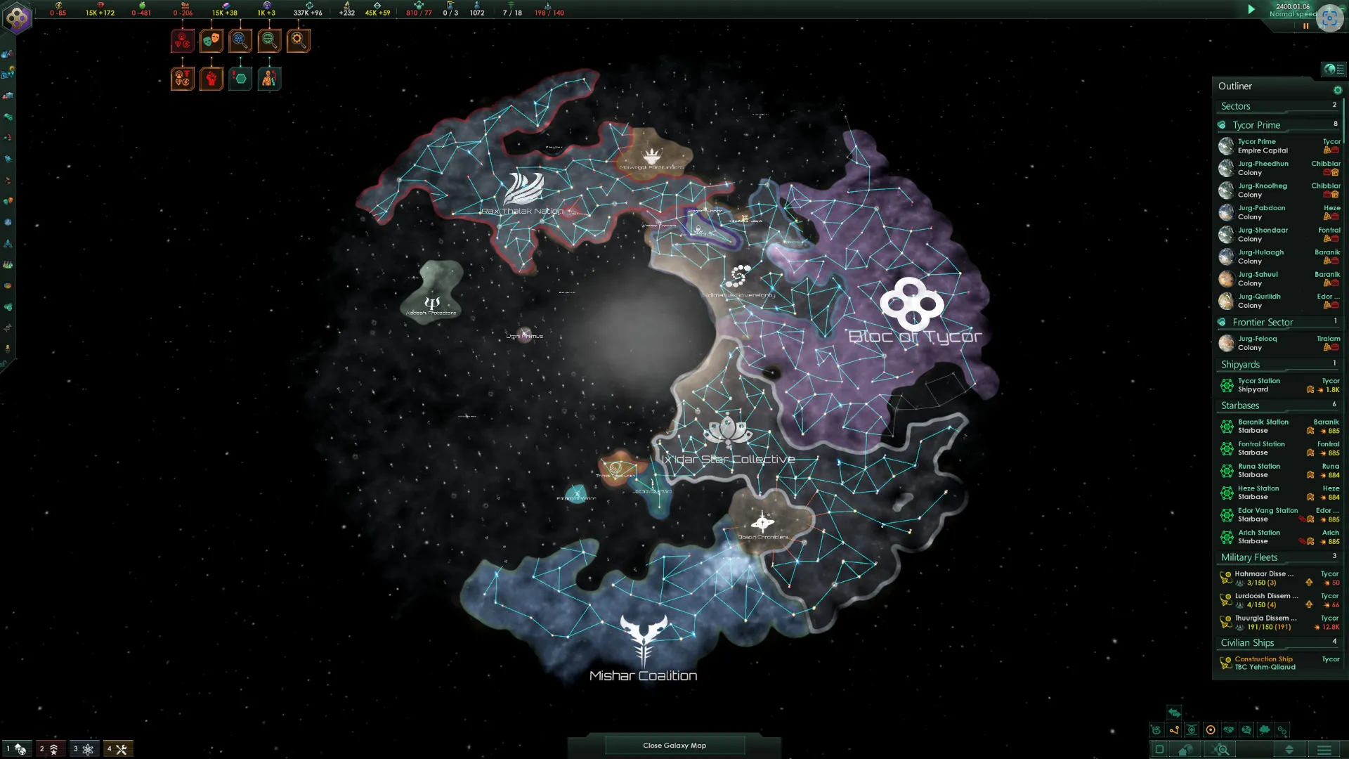 Giao diện gameplay của Stellaris Console Edition cho thấy các tùy chỉnh và bản cập nhật mới trên PC