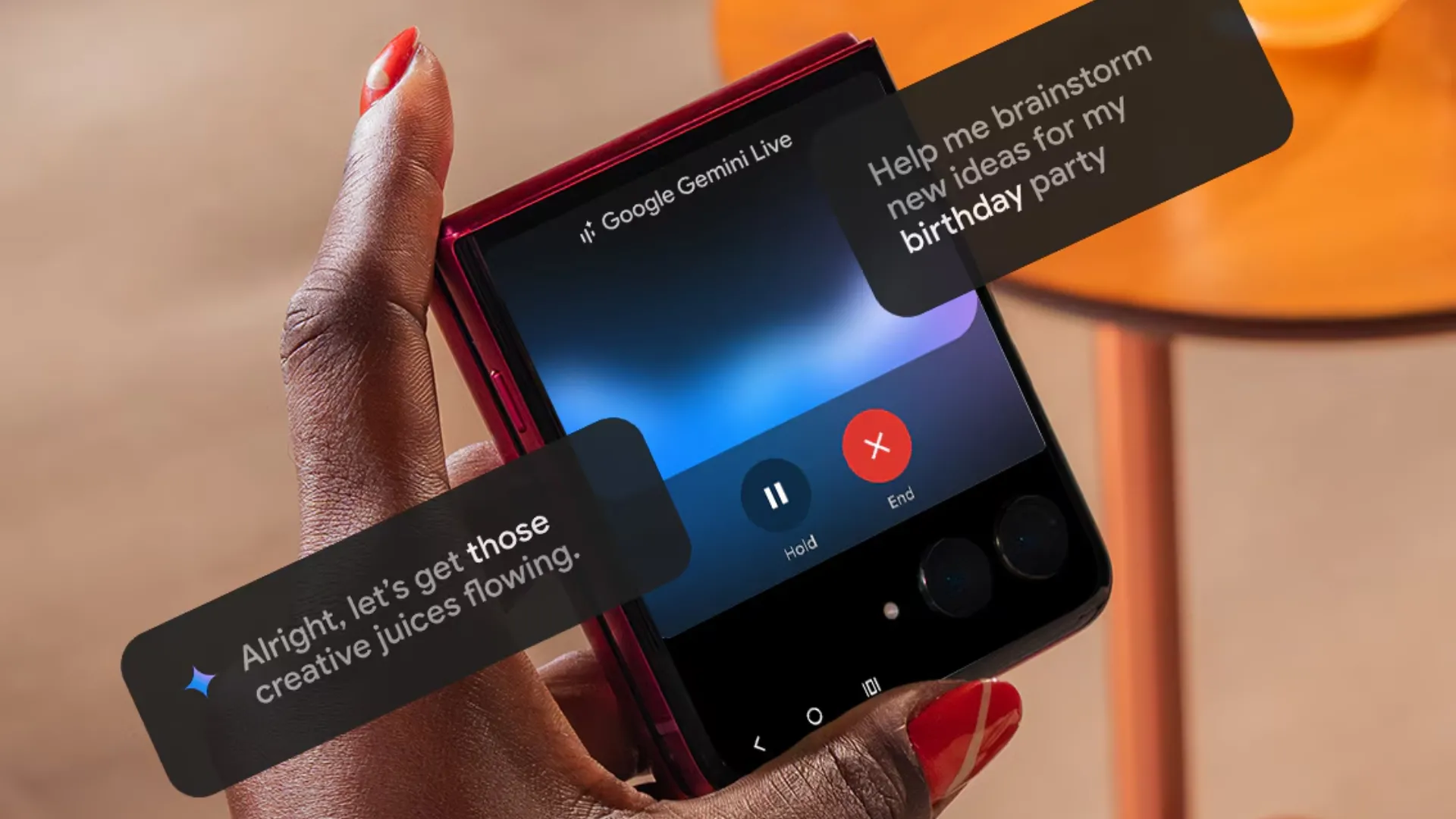 Giao diện Google Gemini Live trên màn hình ngoài Moto Razr Ultra (2025)