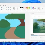 Giao diện Microsoft Paint với bảng điều khiển Cocreator AI được mở hiển thị tính năng tạo hình ảnh