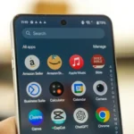Giao diện ngăn kéo ứng dụng trên điện thoại OnePlus với nhiều biểu tượng ứng dụng đã cài đặt.