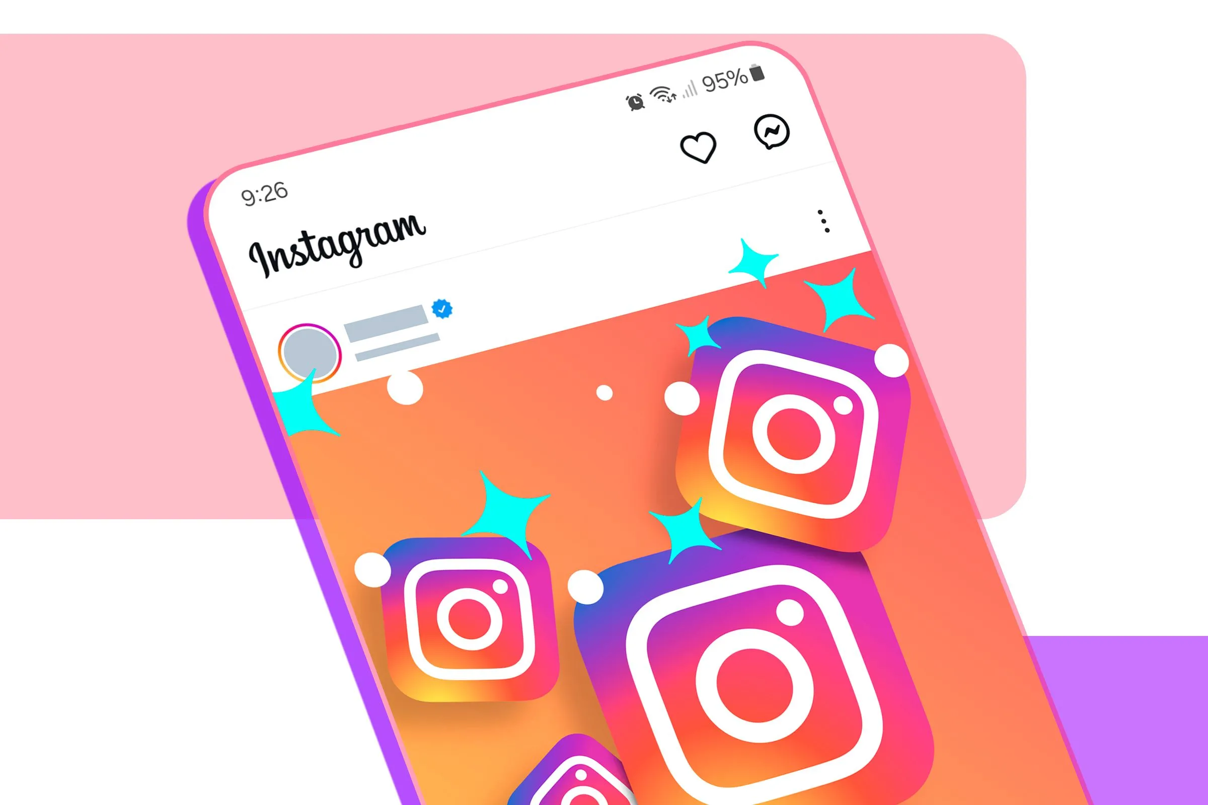 Giao diện nguồn cấp dữ liệu Instagram với biểu tượng Instagram và một số biểu tượng liên quan đến việc dọn dẹp.