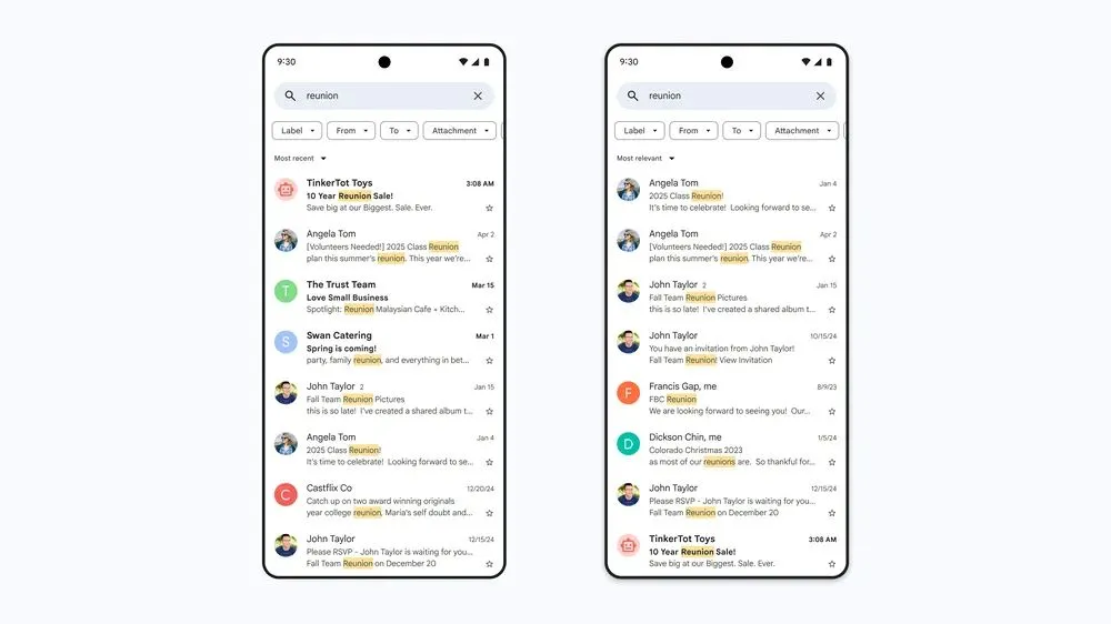Giao diện tìm kiếm Gmail mới với thuật toán AI của Google