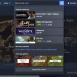 Giao diện tìm kiếm mới của Steam với mục "Popular Searches" và "Recently Viewed"
