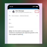 Giao diện tính năng thu nhỏ email đang soạn trên ứng dụng Outlook Mobile cho Android và iOS, giúp người dùng dễ dàng đa nhiệm.