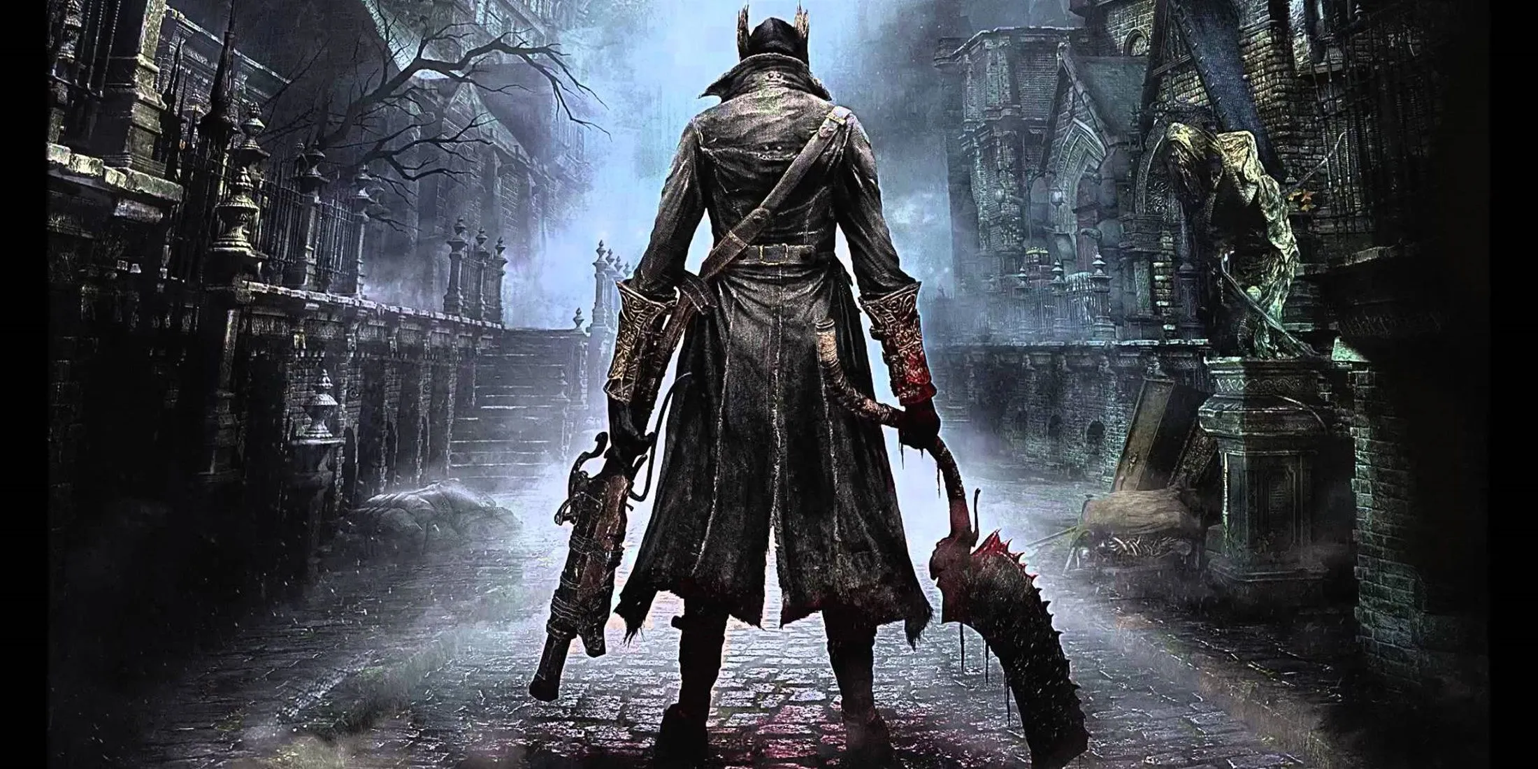 Góc nhìn cận cảnh một con quái vật đáng sợ trong Bloodborne, thể hiện yếu tố kinh dị Lovecraftian