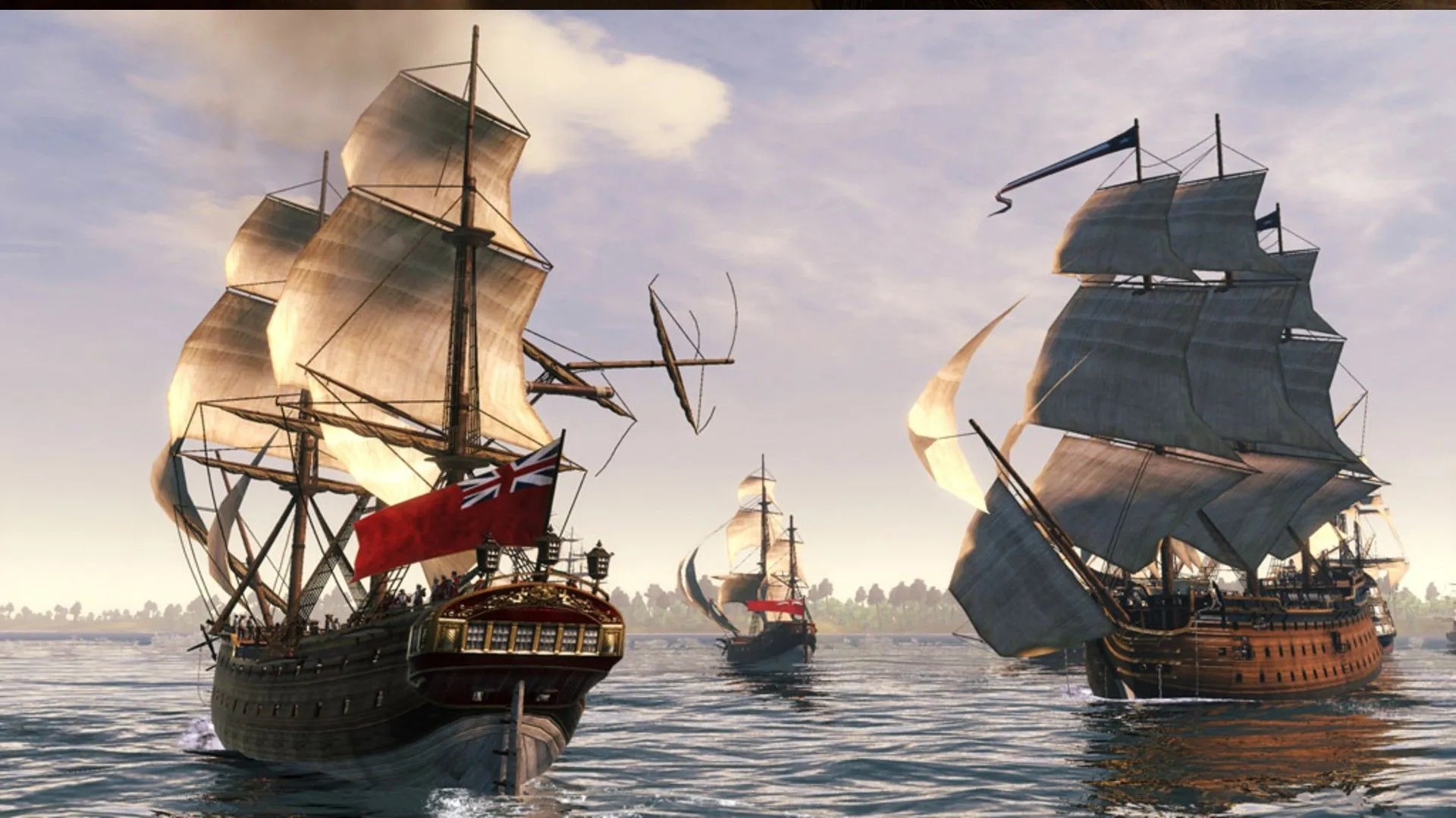 Hai chiến hạm đang giao tranh dữ dội trên biển trong Total War: Empire