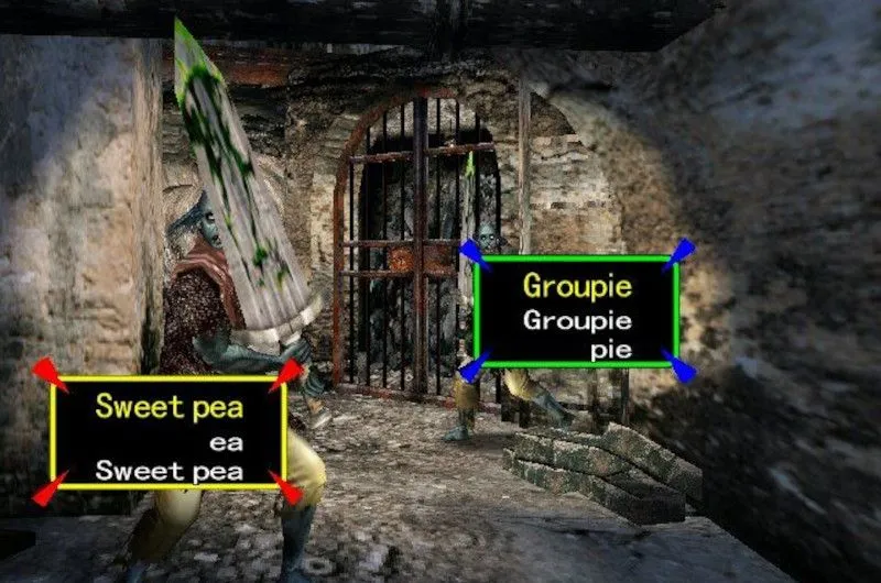 Hai xác sống cầm kiếm trong game The Typing of the Dead, một game bắn súng kinh điển luyện gõ phím.