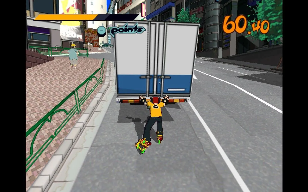 Hình ảnh game Jet Set Radio với đồ họa được nâng cấp 3x độ phân giải gốc khi chơi trên Steam Deck.