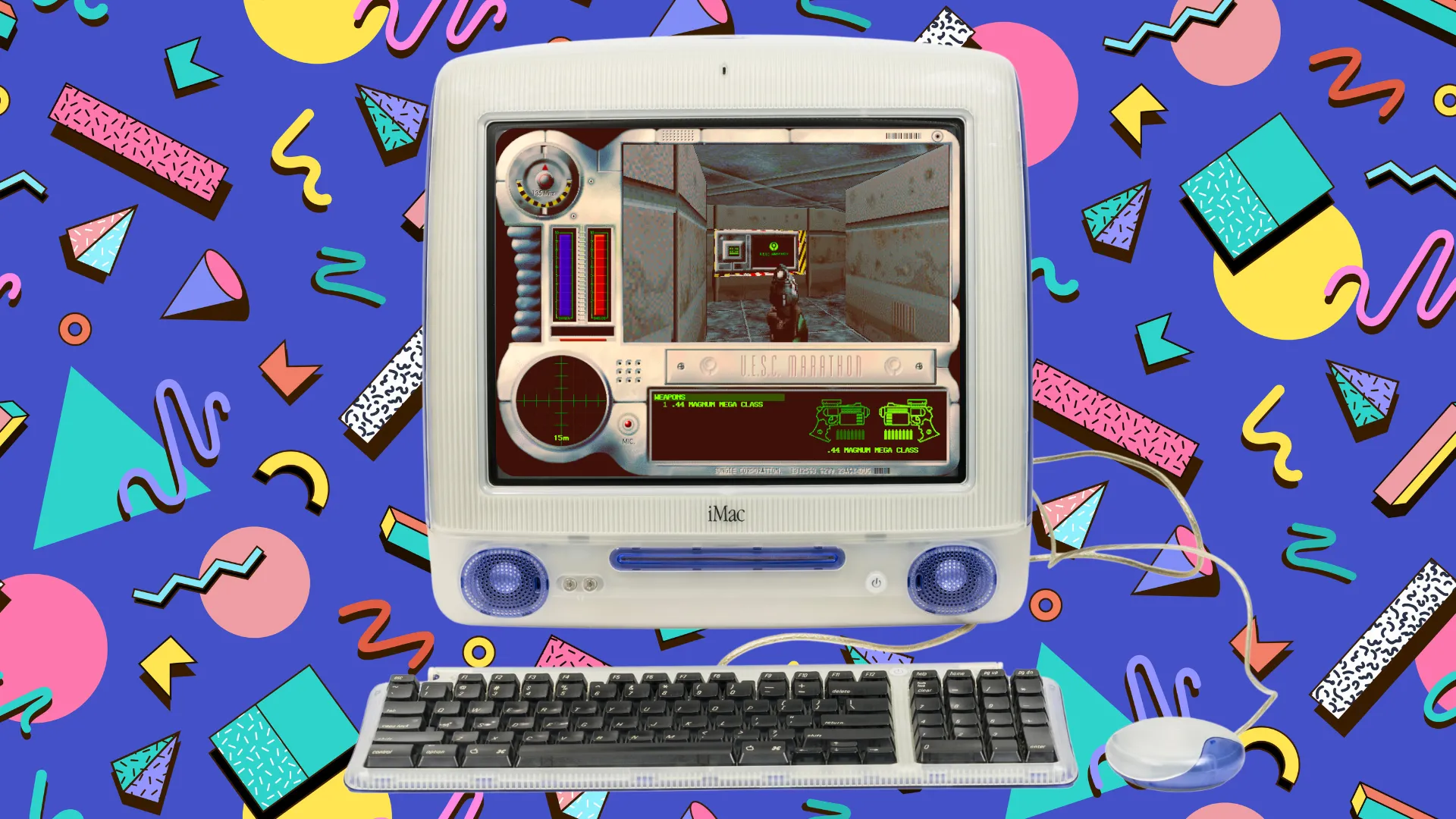 Hình ảnh iMac G3 chơi game Marathon, minh họa lịch sử phát triển của Mac Gaming.
