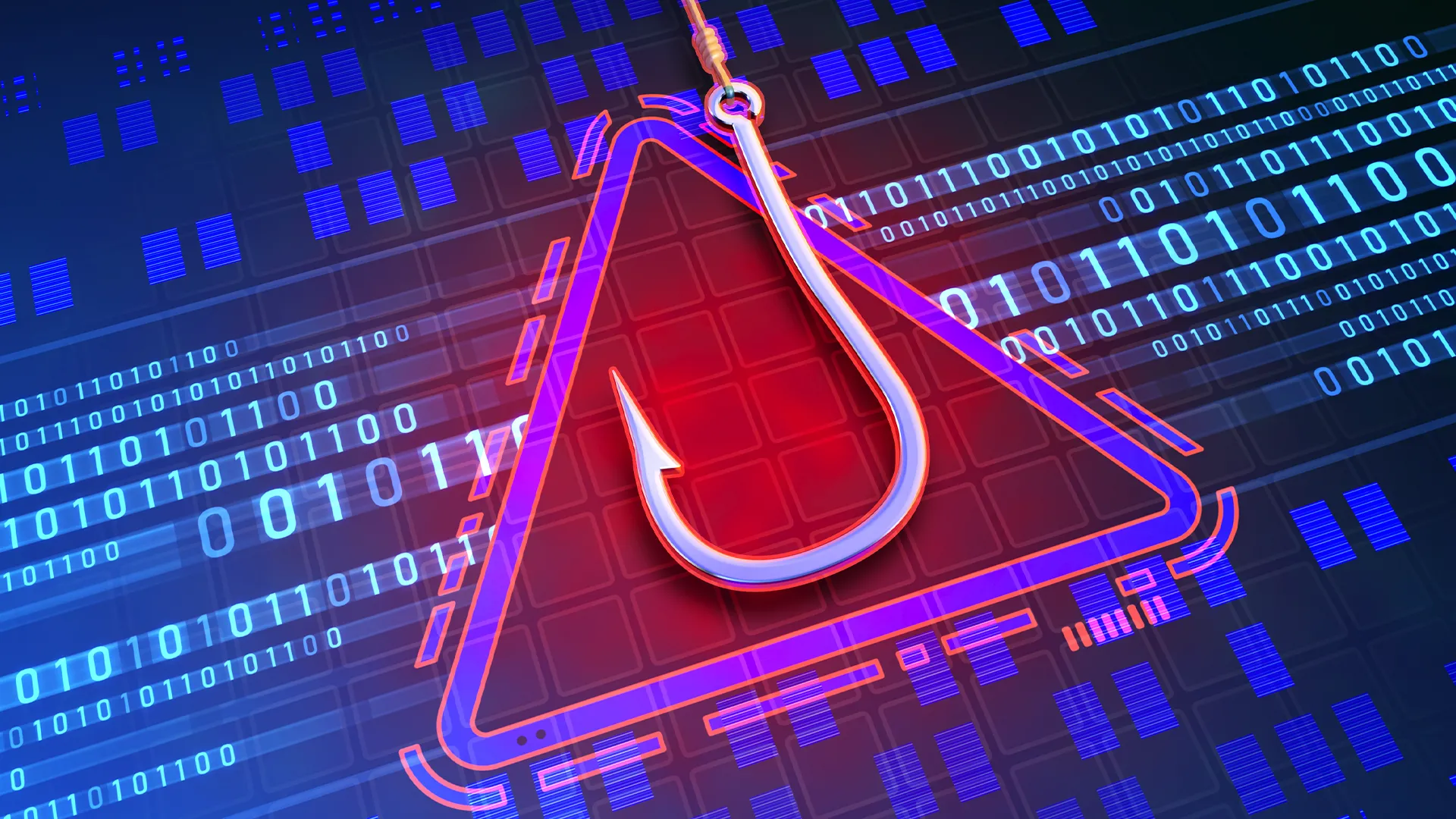 Hình ảnh lưỡi câu tượng trưng cho tấn công lừa đảo phishing đang cố gắng chiếm đoạt dữ liệu