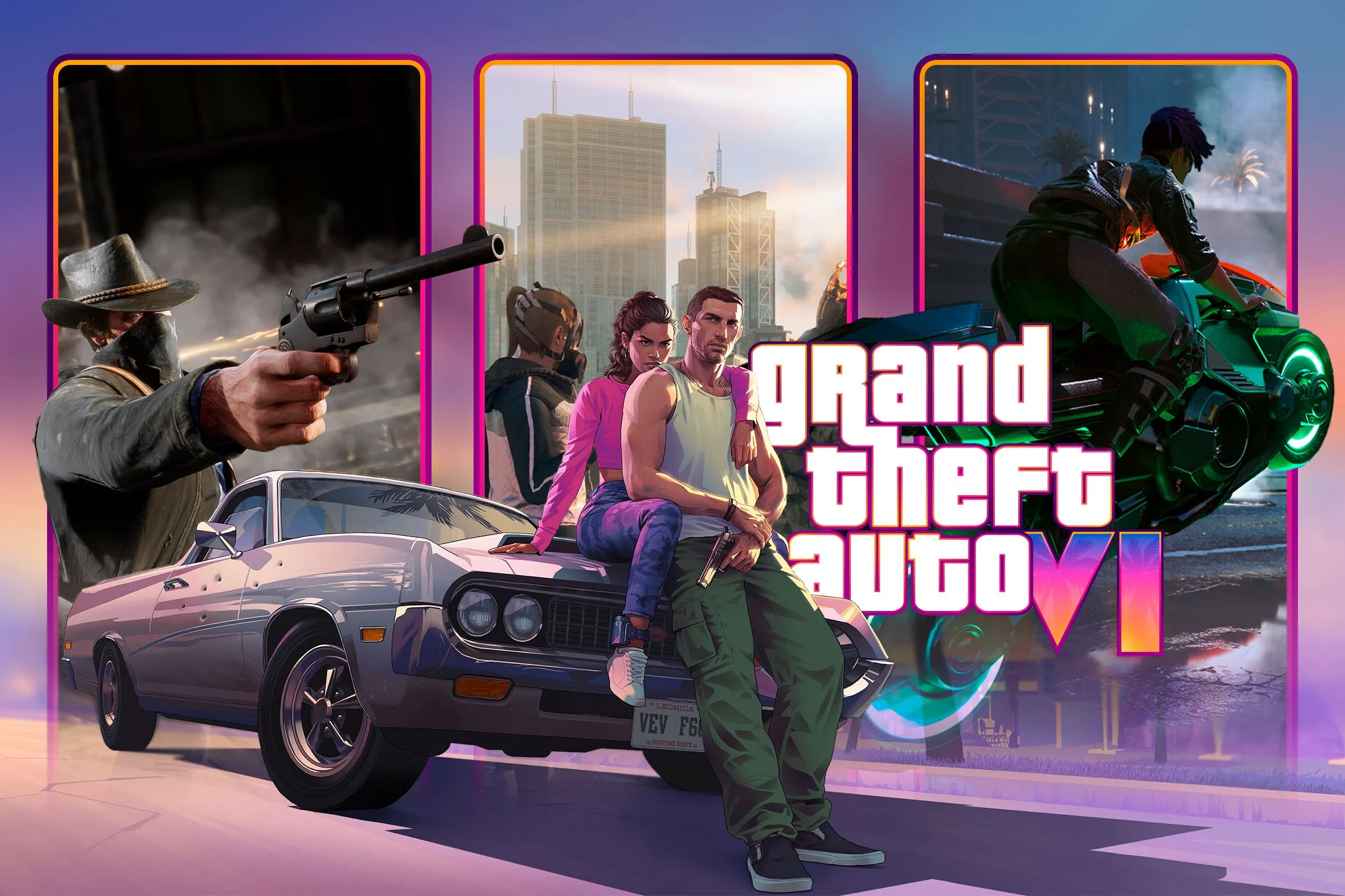 Hình ảnh quảng bá GTA VI, thể hiện sức hút của game bom tấn.