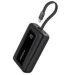 Hình ảnh sạc dự phòng Anker Zolo 10K màu xanh với cáp USB-C tích hợp và màn hình hiển thị pin