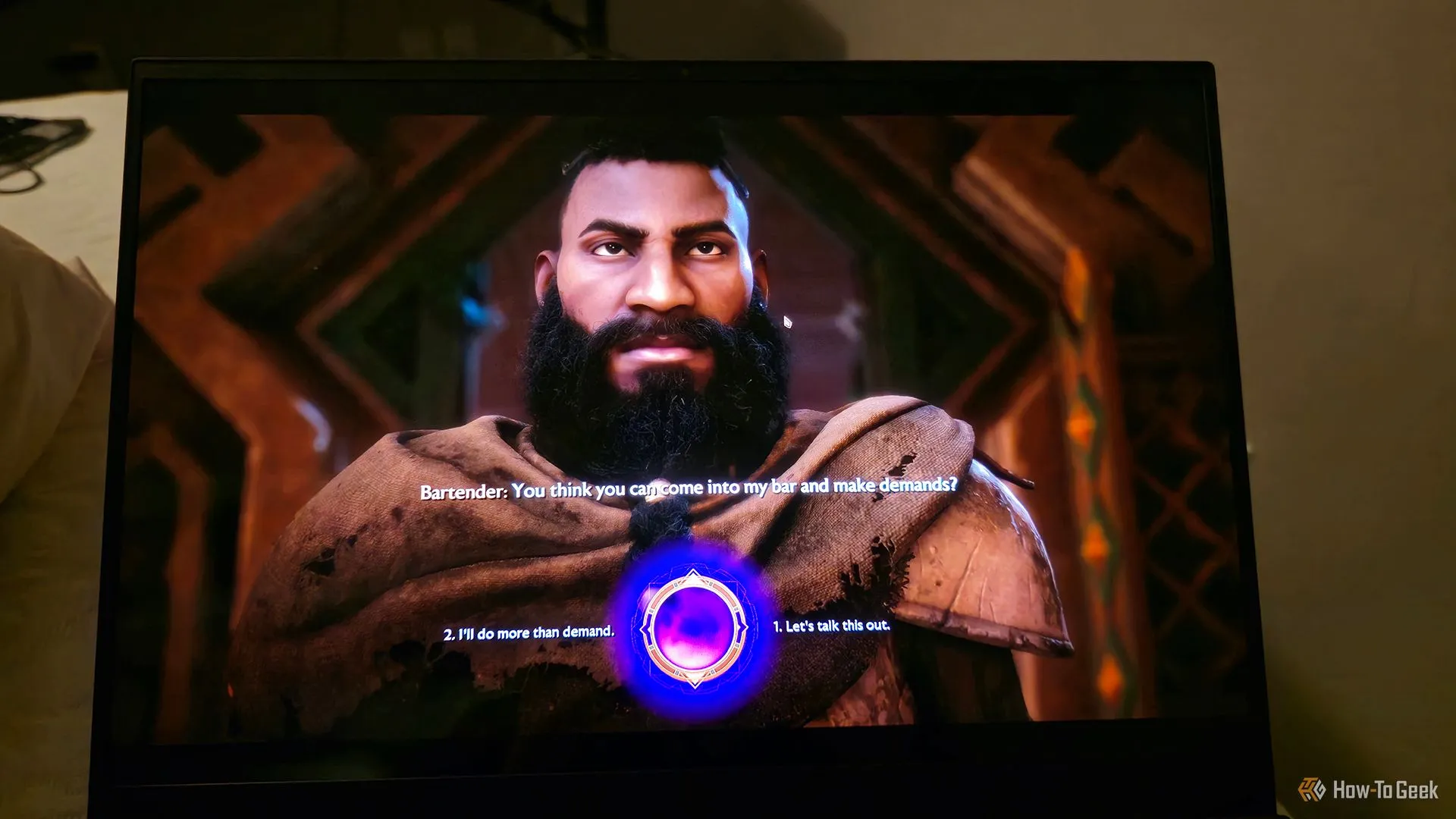 Hình ảnh về laptop chơi Dragon Age: The Veilguard, thể hiện không khí và đồ họa của trò chơi được cho là đã giảm bớt yếu tố đen tối so với các phần trước.