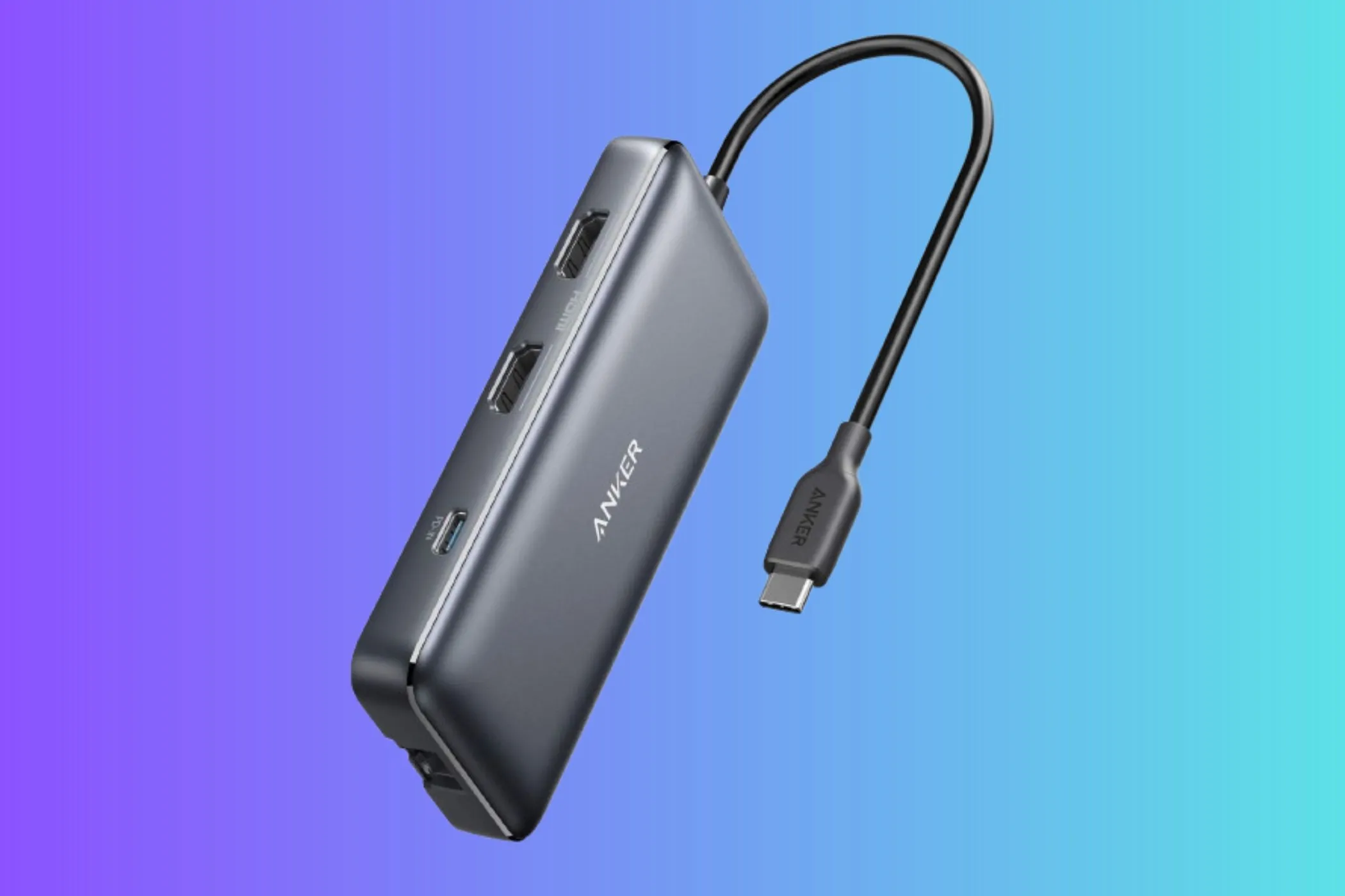 Hub USB-C Anker A8380 8-in-1 trên nền gradient.