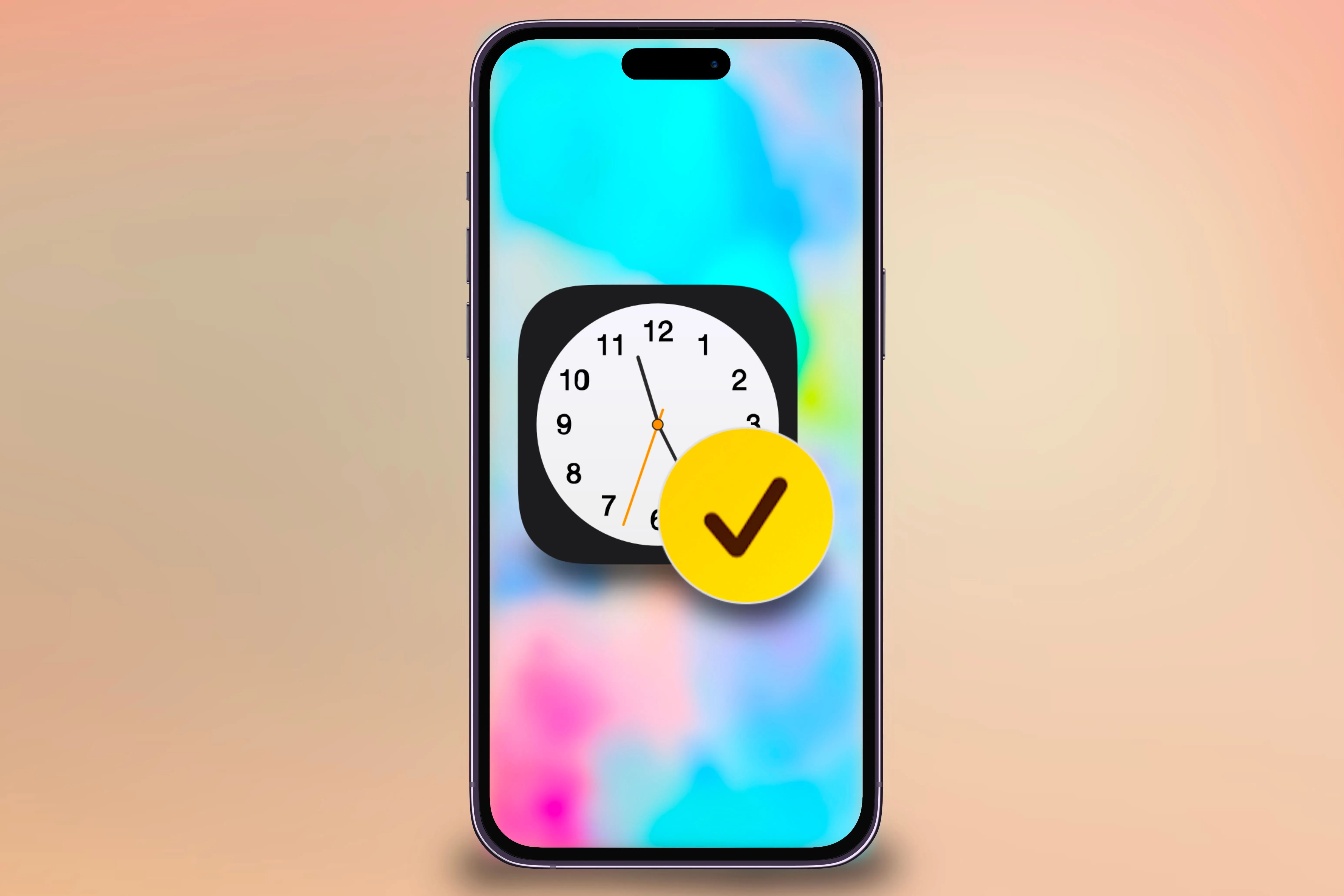 iPhone với biểu tượng ứng dụng Đồng hồ và Check In, gợi ý khả năng lên lịch