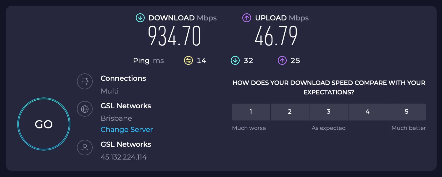 Kết quả kiểm tra tốc độ internet sử dụng Speedtest.net