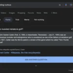 Kết quả tìm kiếm 'I'm Feeling Curious' trên Google hiển thị một thông tin ngẫu nhiên thú vị.