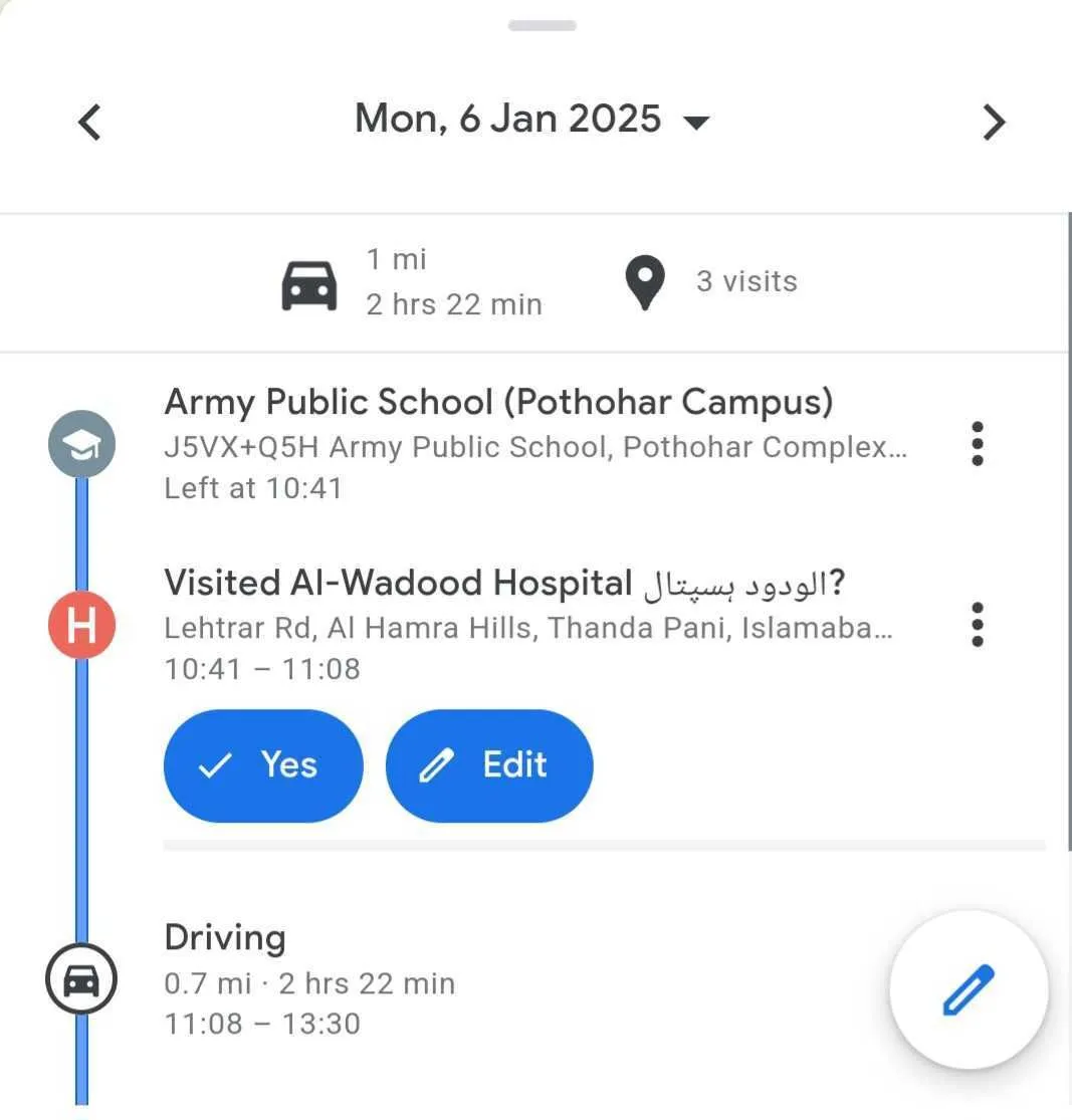 Kiểm tra lịch sử di chuyển cá nhân vào một ngày cụ thể trên Google Maps.
