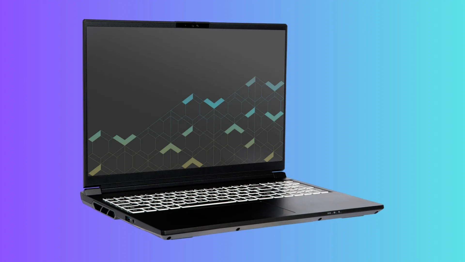 Laptop System76 Serval WS màu đen với màn hình và bàn phím có đèn nền
